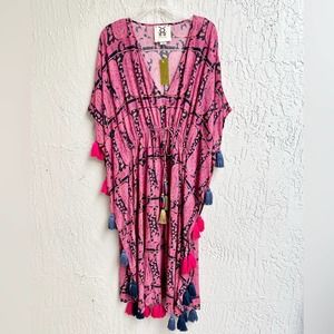 Figue Amrita tassel caftan pink blue size XS / S relaxed